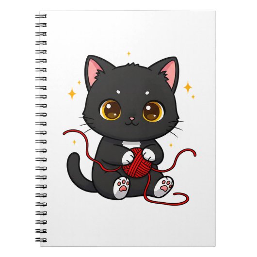 かわいい黒猫ちびキャラデザイン ノートブック (正面)