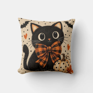 かわいい黒猫とかぼちゃのハロウィンクッション クッション