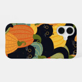 かわいい黒猫とかぼちゃのハロウィンシームレスパターン iPhone 16ケース (裏面横)