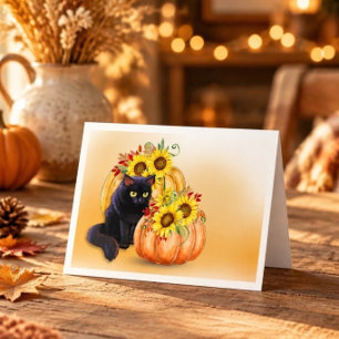 かわいい黒猫とかぼちゃのハロウィンノートカード カード
