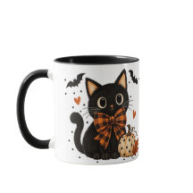 かわいい黒猫とかぼちゃのハロウィンマグ