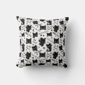 かわいい黒猫とことわざ柄 クッション (正面)