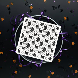 かわいい黒猫とことわざ柄 スタンダードカクテルナプキン