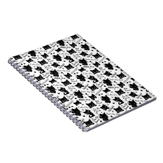 かわいい黒猫とことわざ柄 ノートブック (右側)