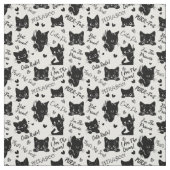 かわいい黒猫とことわざ柄 ファブリック (見本)