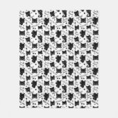 かわいい黒猫とことわざ柄 フリースブランケット (正面)