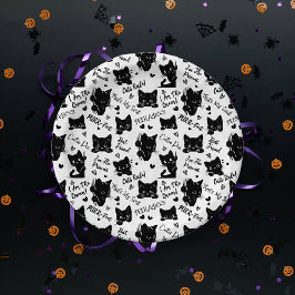 かわいい黒猫とことわざ柄 ペーパープレート