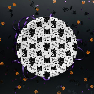 かわいい黒猫とことわざ柄 ペーパープレート