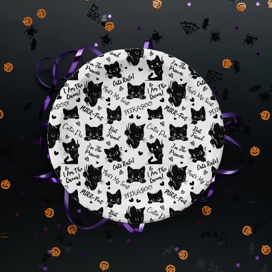 かわいい黒猫とことわざ柄 ペーパープレート