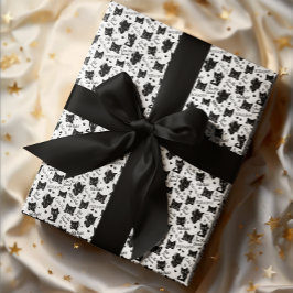 かわいい黒猫とことわざ柄 ラッピングペーパー