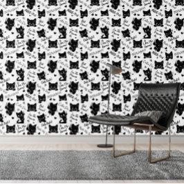 かわいい黒猫とことわざ柄 壁紙