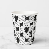 かわいい黒猫とことわざ柄 紙コップ (裏面)