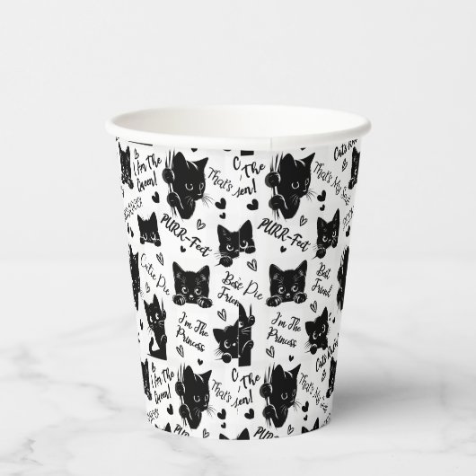 かわいい黒猫とことわざ柄 紙コップ (右)