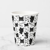 かわいい黒猫とことわざ柄 紙コップ (正面)