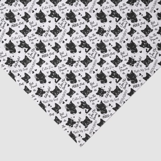 かわいい黒猫とことわざ柄 薄葉紙 (詳細)