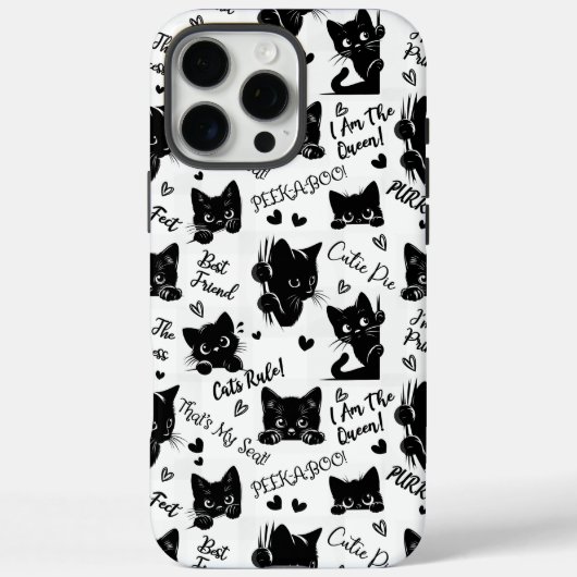 かわいい黒猫とことわざ柄 Case-Mate iPhoneケース (裏面)