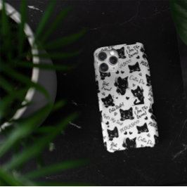 かわいい黒猫とことわざ柄 iPhone 16 PRO MAXケース