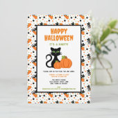 かわいい黒猫とカボチャのハッピーハローウィン 招待状 (スタンド正面)