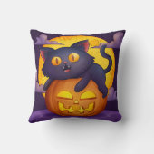 かわいい黒猫とカボチャのハロウィン クッション (裏面)