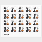かわいい黒猫とカボチャのハロウィン 🎃 スクエアシール (シート)