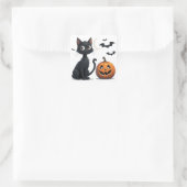 かわいい黒猫とカボチャのハロウィン 🎃 スクエアシール (バッグ)