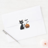 かわいい黒猫とカボチャのハロウィン 🎃 スクエアシール (封筒)