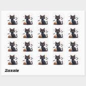 かわいい黒猫とカボチャのハロウィン🎃 スクエアシール (シート)