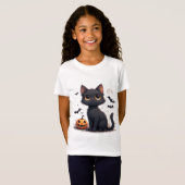 かわいい黒猫とカボチャのハロウィン🎃 Tシャツ (正面フル)