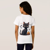 かわいい黒猫とカボチャのハロウィン🎃 Tシャツ (裏面フル)