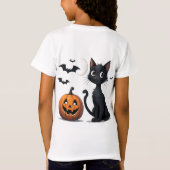 かわいい黒猫とカボチャのハロウィン 🎃 Tシャツ (裏面)