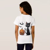 かわいい黒猫とカボチャのハロウィン 🎃 Tシャツ (裏面フル)