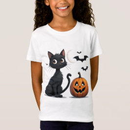 かわいい黒猫とカボチャのハロウィン 🎃 Tシャツ
