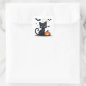 かわいい黒猫とコウモリのハロウィン 🎃 スクエアシール (バッグ)