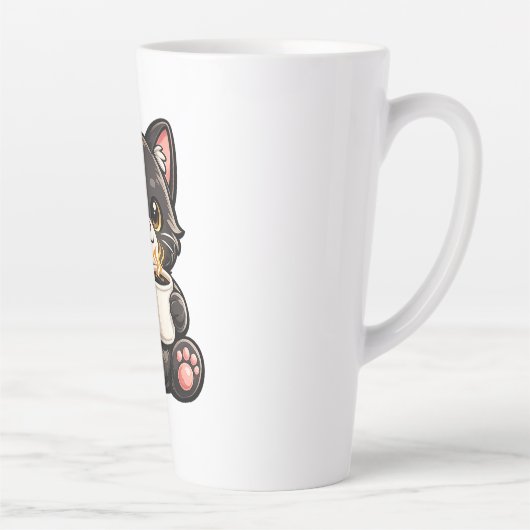 かわいい黒猫とコーヒー カフェラテマグ (右)