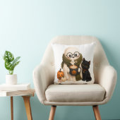 かわいい黒猫とハロウィンのゴースト クッション (椅子)