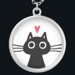かわいい黒猫とハート|子予測できな猫 シルバープレートネックレス<br><div class="desc">目お洒落が丸い黒猫おもしろい·ファッション·アクセサリー。10代、トゥイーン、お嬢さんにかわいいバレンタインデーの贈クールり物をします。ジェンズ·ドードル·ワールドを訪れ、この子猫を描いたおもしろいの衣服や贈り物をさらに買予測できないに行く。</div>