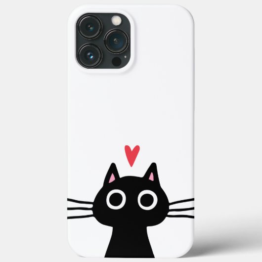 かわいい黒猫とハート Case-Mate iPhoneケース (裏面)