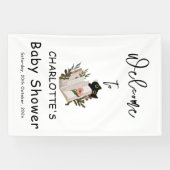 かわいい黒猫とフローラ本赤ちゃんシャワー 横断幕 (横)