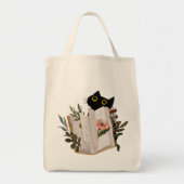 かわいい黒猫とフローラ本 トートバッグ (正面)