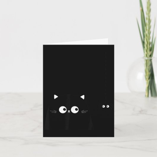 かわいい黒猫と可愛いクモ カード (正面)