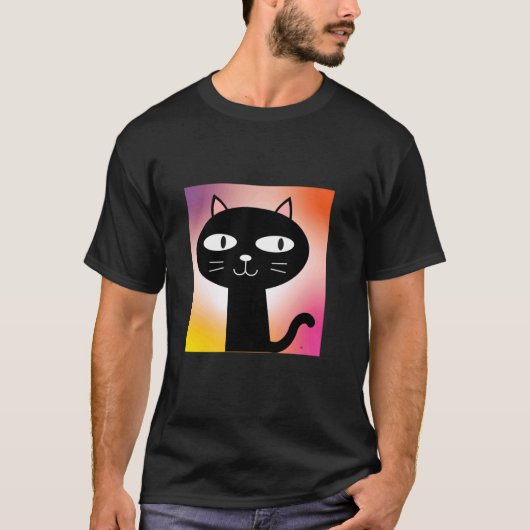 かわいい黒猫と大きな目 Tシャツ (正面)