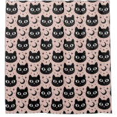 かわいい黒猫と天体のハロウィン シャワーカーテン (正面)