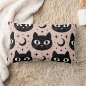 かわいい黒猫と天体のハロウィン ランバークッション (ブランケット)