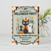 かわいい黒猫と幽霊のハロウィーン・ブー 招待状 (スタンド正面)