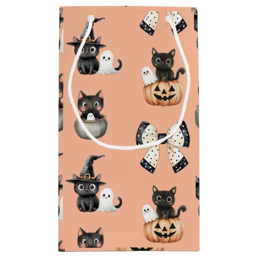 かわいい黒猫と幽霊 スモールペーパーバッグ (裏面)