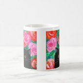 かわいい黒猫と明るい花カラフル付きアート コーヒーマグカップ (中央)