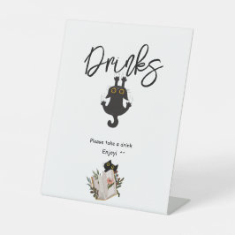 かわいい黒猫と本の赤ちゃんシャワードリンク 台座サイン