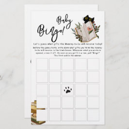 かわいい黒猫と本ベビービンゴゲームフライヤー