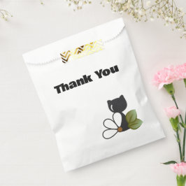 かわいい黒猫と花 - オリジナルデザイン フェイバーバッグ