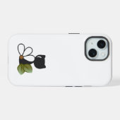 かわいい黒猫と花 - オリジナルデザイン iPhone 15ケース (裏面横)